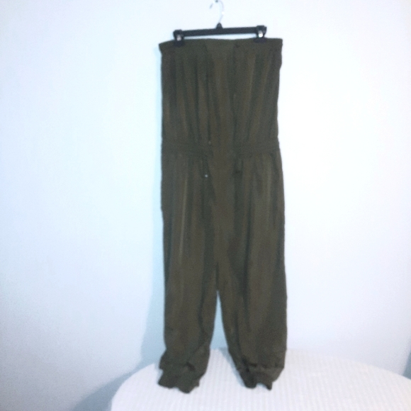 Olive Green Strapless Jumpsuit - Picture 2 of 12